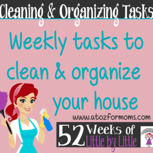 Cleaning & Organizing Tasks digital curriculum sample page for homeschool — A to Z for Moms Like Me