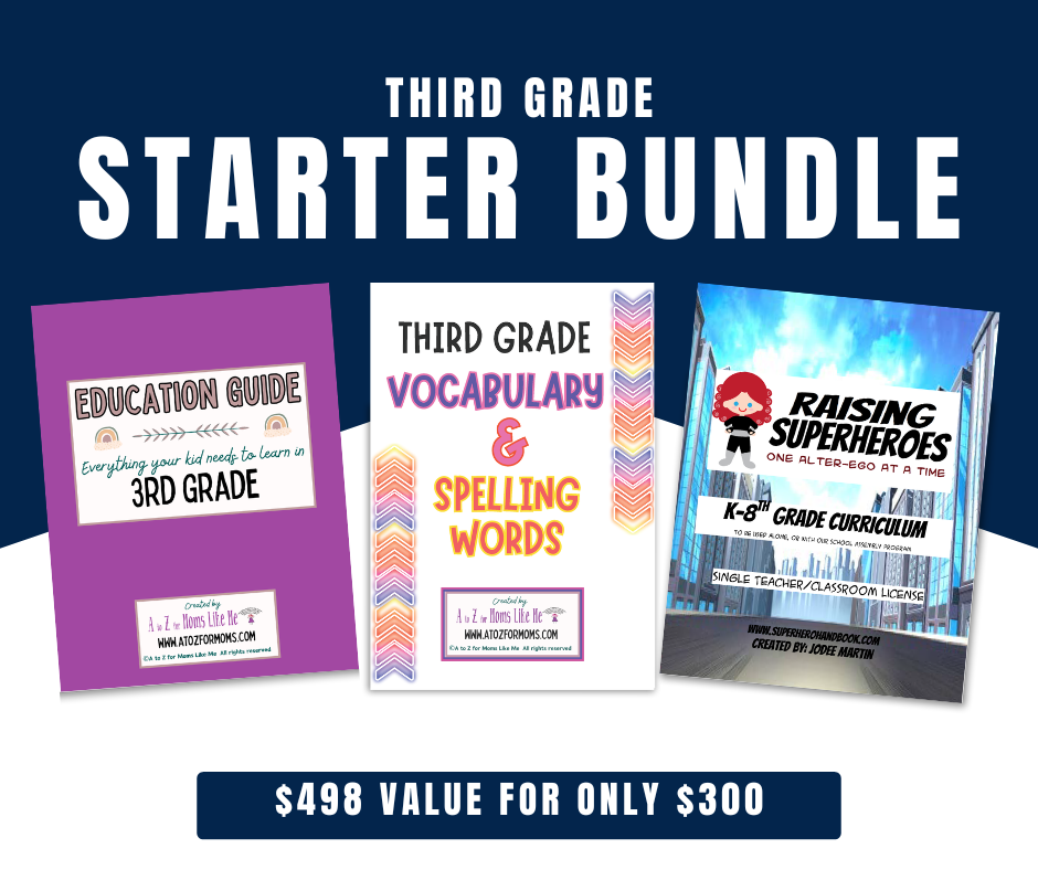 Third Grade Starter Bundle digital curriculum sample page for homeschool — A to Z for Moms Like Me