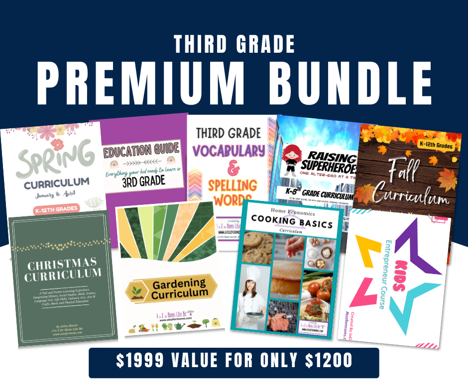 Third Grade Premium Bundle digital curriculum sample page for homeschool — A to Z for Moms Like Me