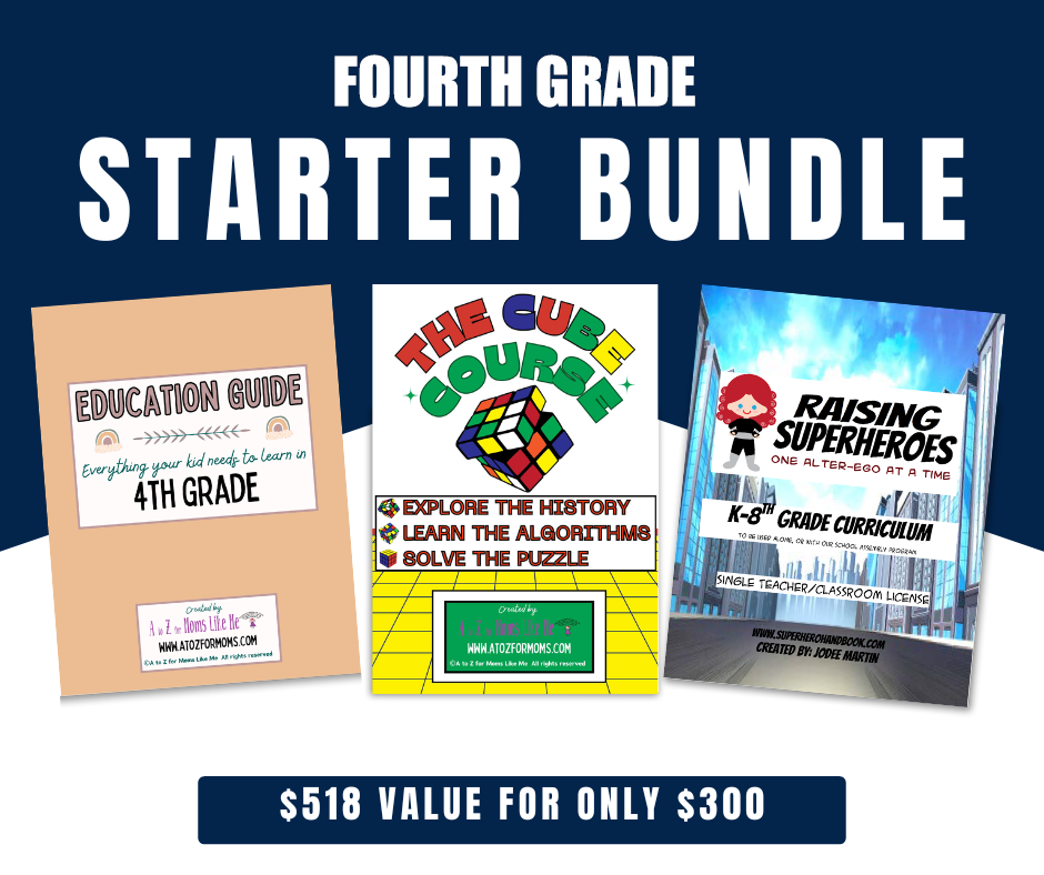 Fourth Grade Starter Bundle digital curriculum sample page for homeschool — A to Z for Moms Like Me