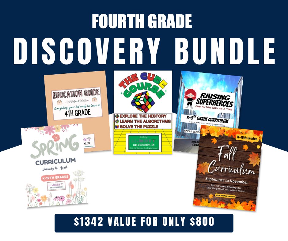 Fourth Grade Discovery Bundle digital curriculum sample page for homeschool — A to Z for Moms Like Me