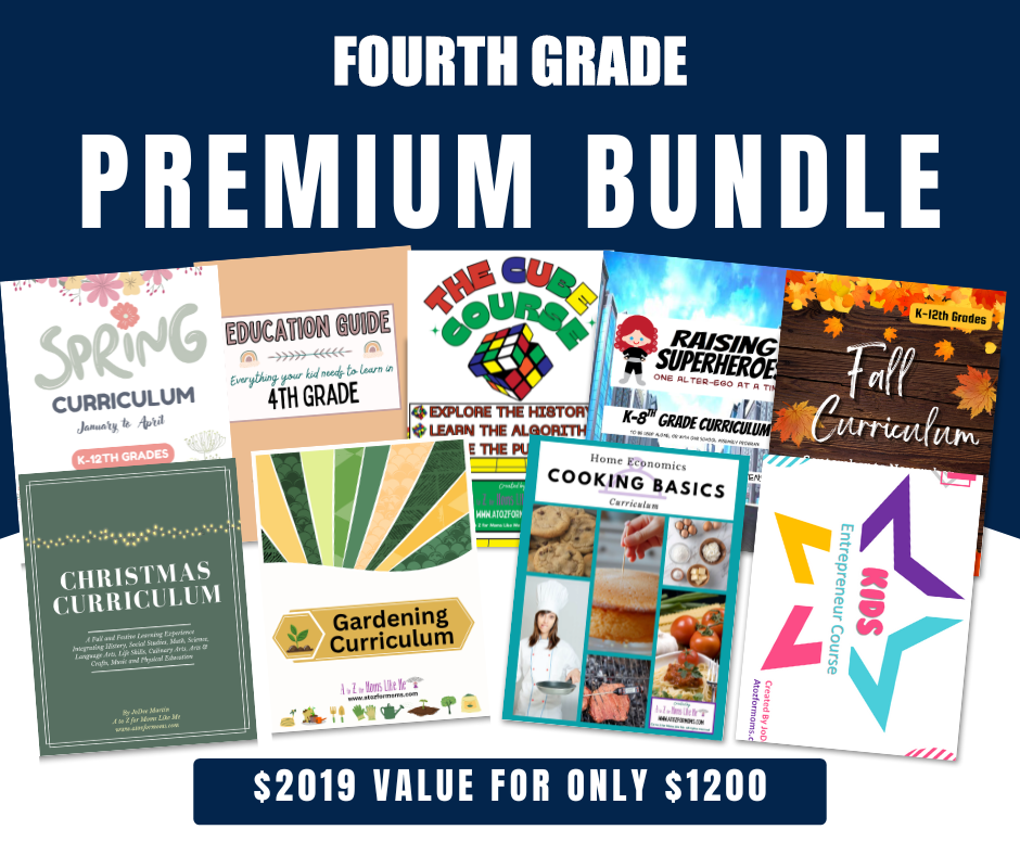 Fourth Grade Premium Bundle digital curriculum sample page for homeschool — A to Z for Moms Like Me