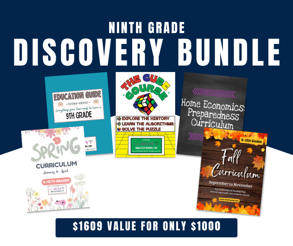 Ninth Grade Discovery Bundle digital curriculum sample page for homeschool — A to Z for Moms Like Me