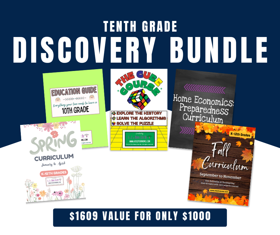 Tenth Grade Discovery Bundle digital curriculum sample page for homeschool — A to Z for Moms Like Me