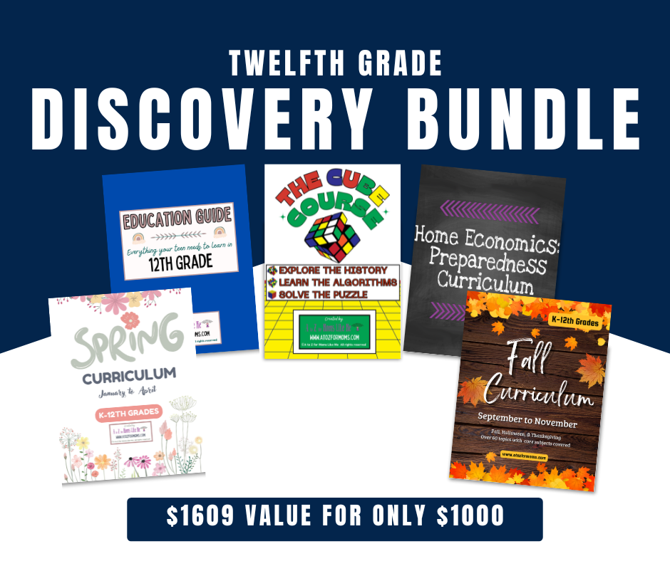 Twelfth Grade Discovery Bundle digital curriculum sample page for homeschool — A to Z for Moms Like Me