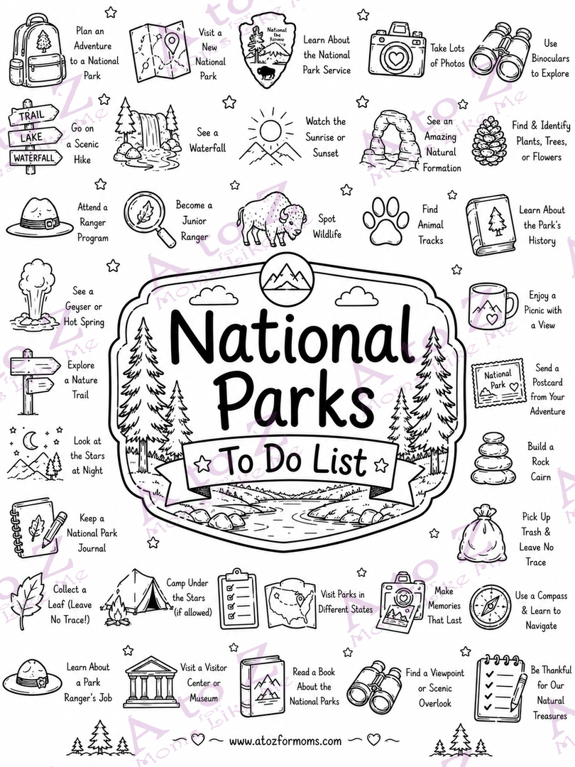 National Parks To-Do List Poster